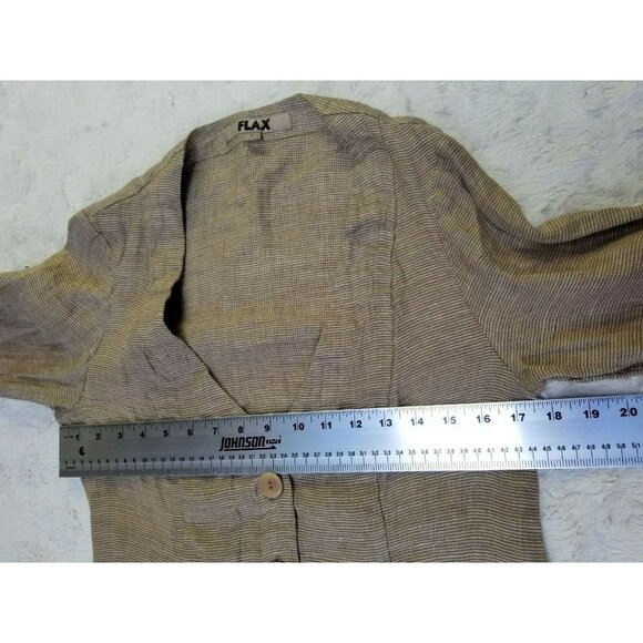 Flax Womens Linen Textured Blazer Jacket Size P (4-6) Tan Pockets Button Front - Picture 5 of 6